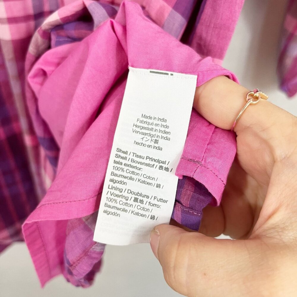 NEW J. Crew Crewcuts Pink Purple Plaid Balloon Sleeve Pleated Dress - Size 14 - Picture 4 of 6